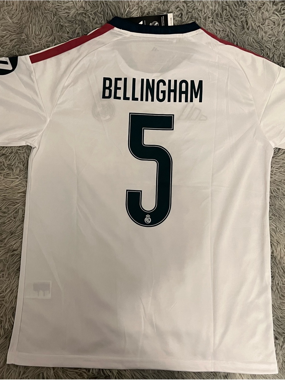 Men's White Bellingham #5 Soccer Jersey